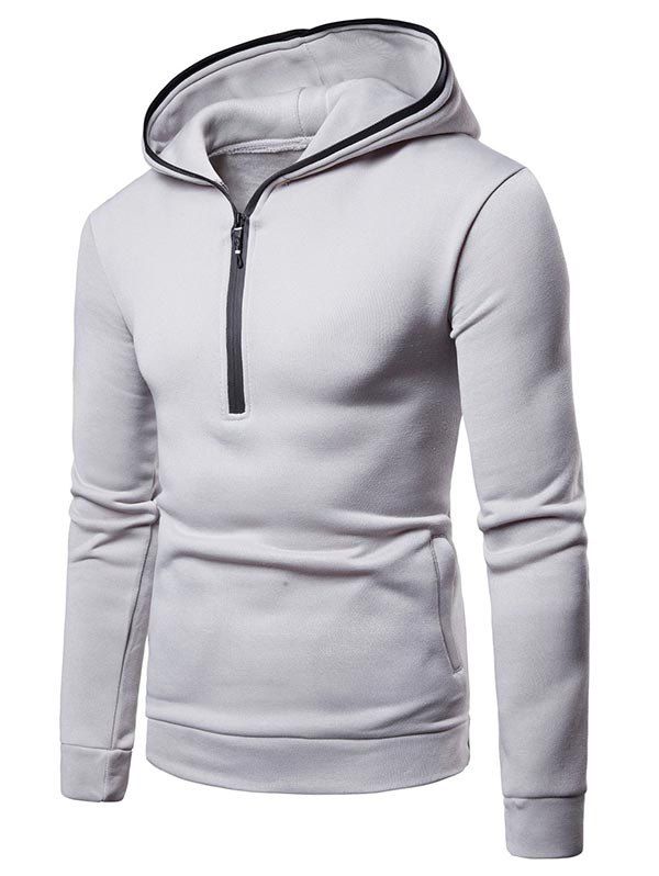 

Half Zip Casual Pullover Hoodie, Gray