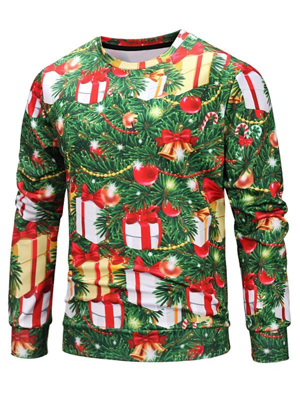 

Decorative Christmas Tree Print Elastic Sweatshirt, Pine green