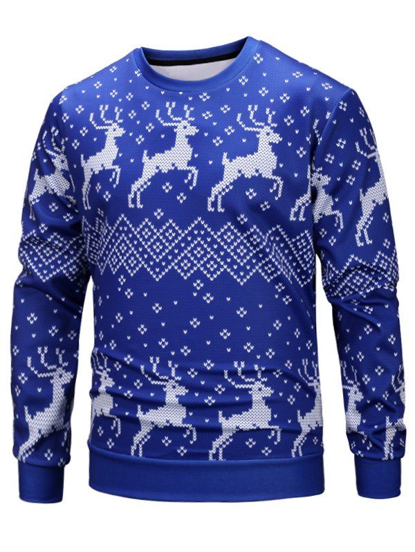 

Reindeer Seamless Pattern Christmas Sweatshirt, Earth blue