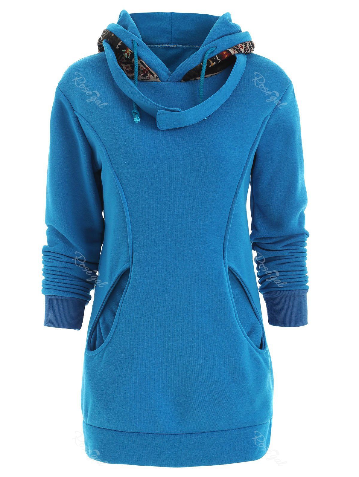 

Korean Thicken Solid Color Thicken Hooded Long Sleeves Women's Hoody, Blue