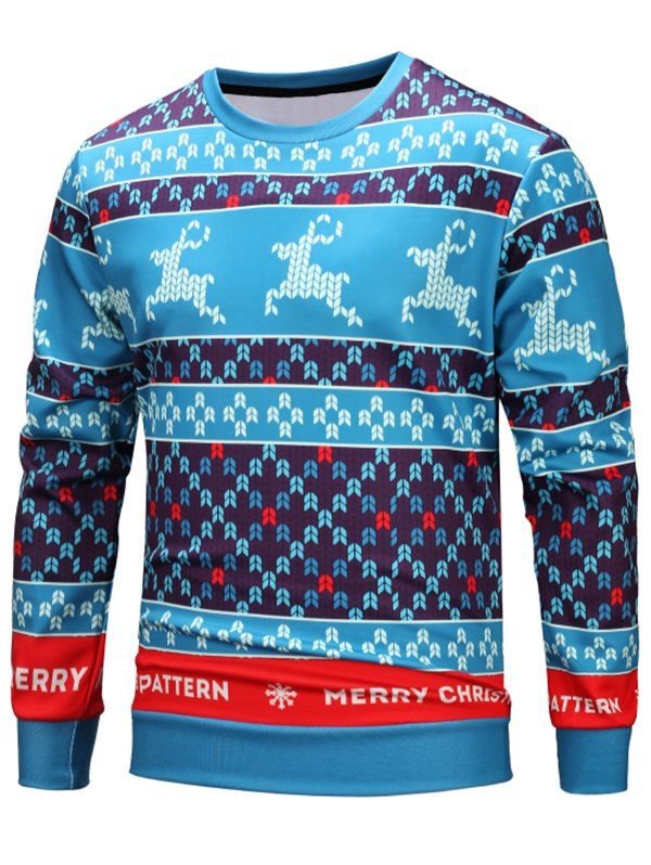 

Deer Seamless Pattern Christmas Loose Sweatshirt, Blue ivy