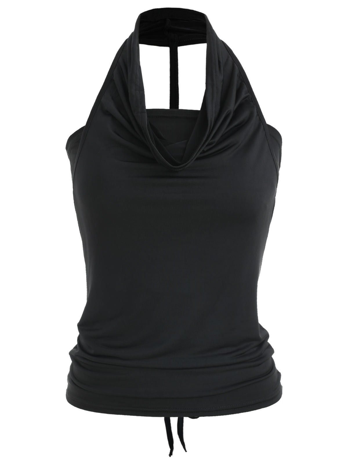 [67% OFF] Cowl Neck Sleeveless Plain Backless T-Shirt | Rosegal