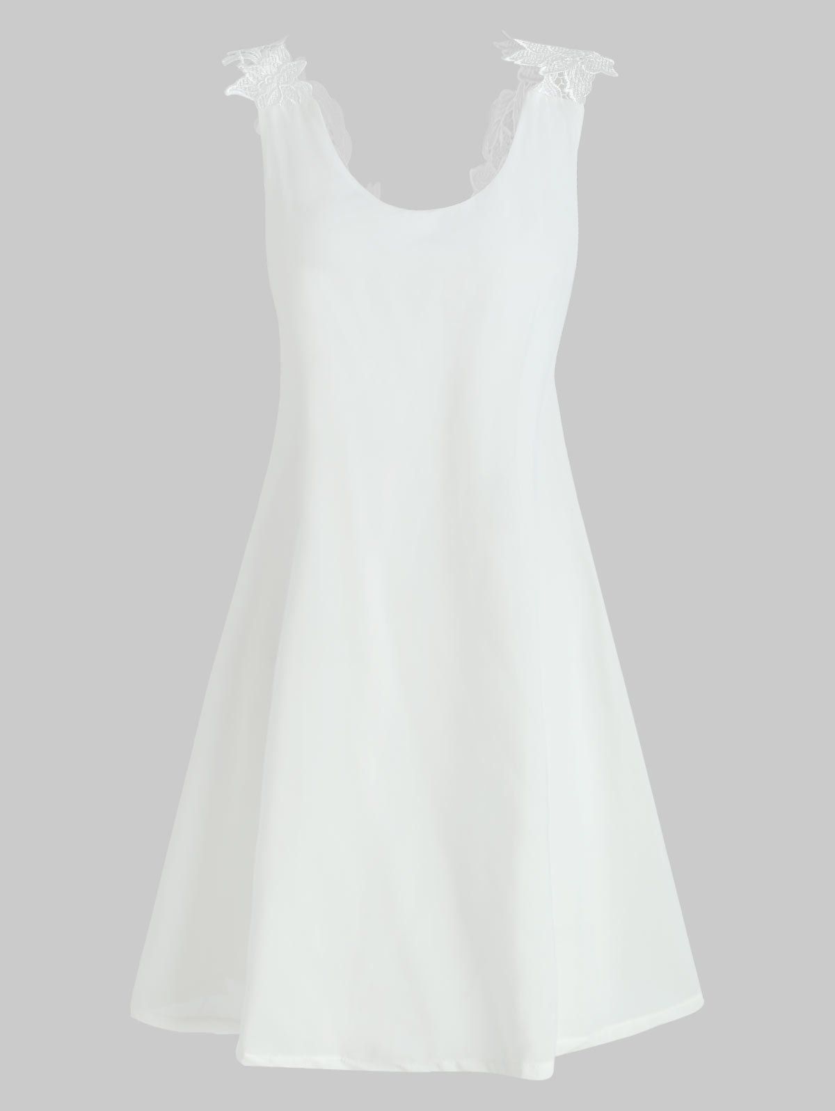 

Sexy V-Neck Sleeveless Backless Laciness Women's Dress, White