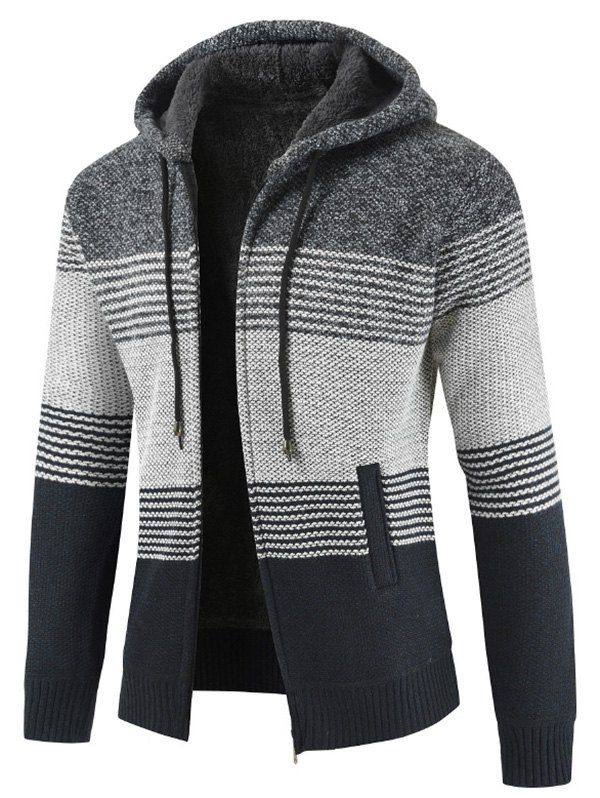 Cheap Color Block Stripe Sweater Jacket  