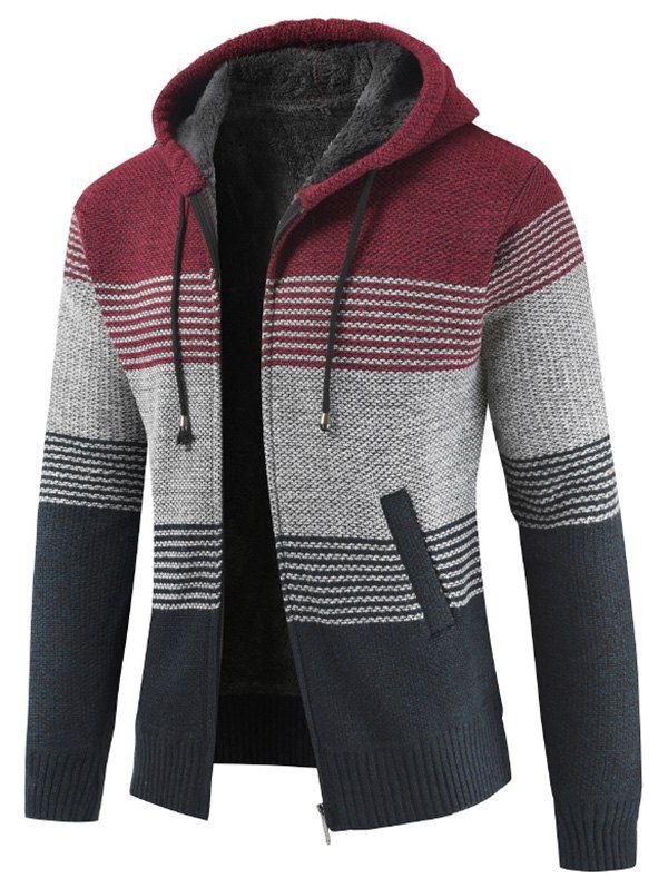 New Color Block Stripe Sweater Jacket  