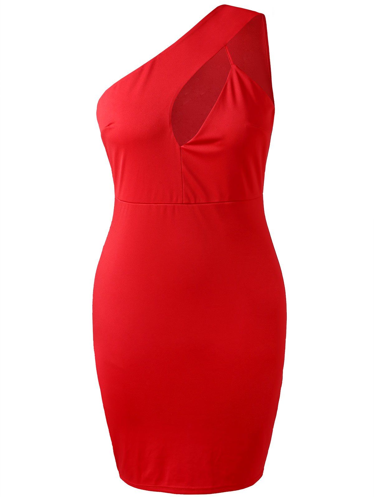 

Plus Size Cut Out One Shoulder Bodycon Dress, Fire engine red