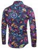 Colorized Patterning Printed Button Up Shirt -  