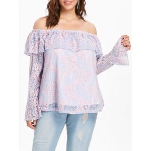 

Off The Shoulder Plus Size Ruffle Lace Blouse, Mauve