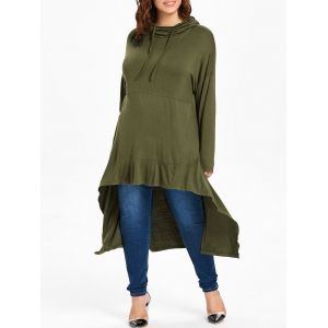 

Plus Size High Low Maxi Hoodie, Army green