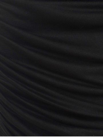 

Octopus Claw Print Ruched Surplice Dress, Black