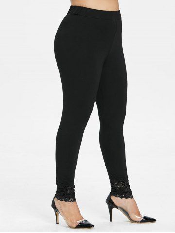 

Plus Size Lace Panel Skinny Leggings, Black