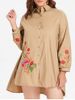 Plus Size Flamingo Embroidery Shirt Dress -  