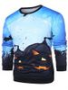 Sweat-Shirt Pullover avec Imprimé Citrouilles d'Halloween - Bleu Bébé M