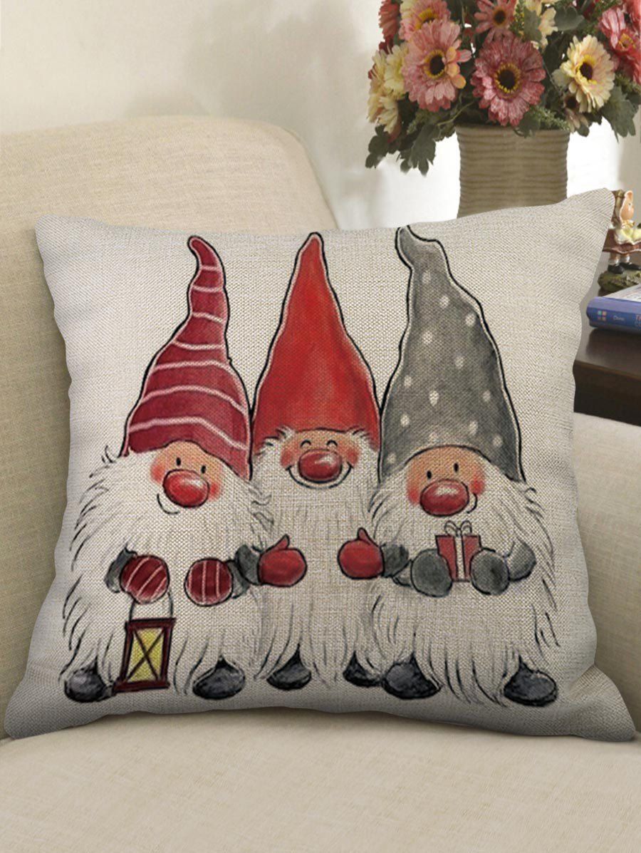 

Christmas Santa Claus Print Decorative Sofa Linen Pillowcase, Multi