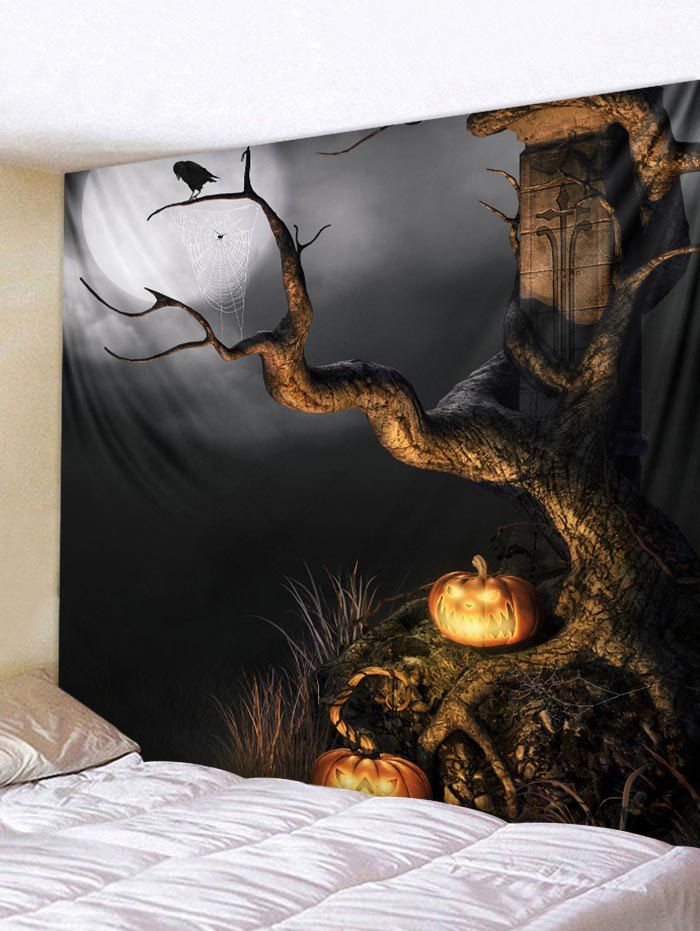 

Halloween Pumpkin Night Printed Wall Tapestry Art Decor, Multi