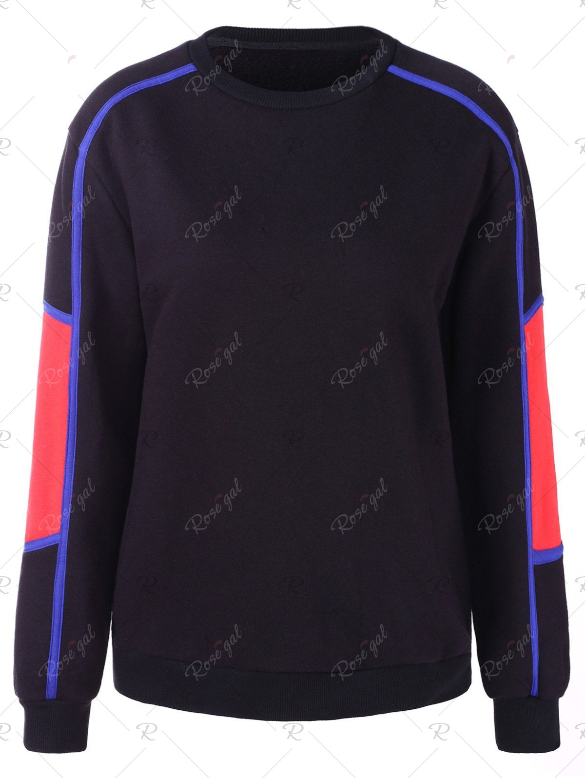 

Crew Neck Contrast Trim Sweatshirt, Black