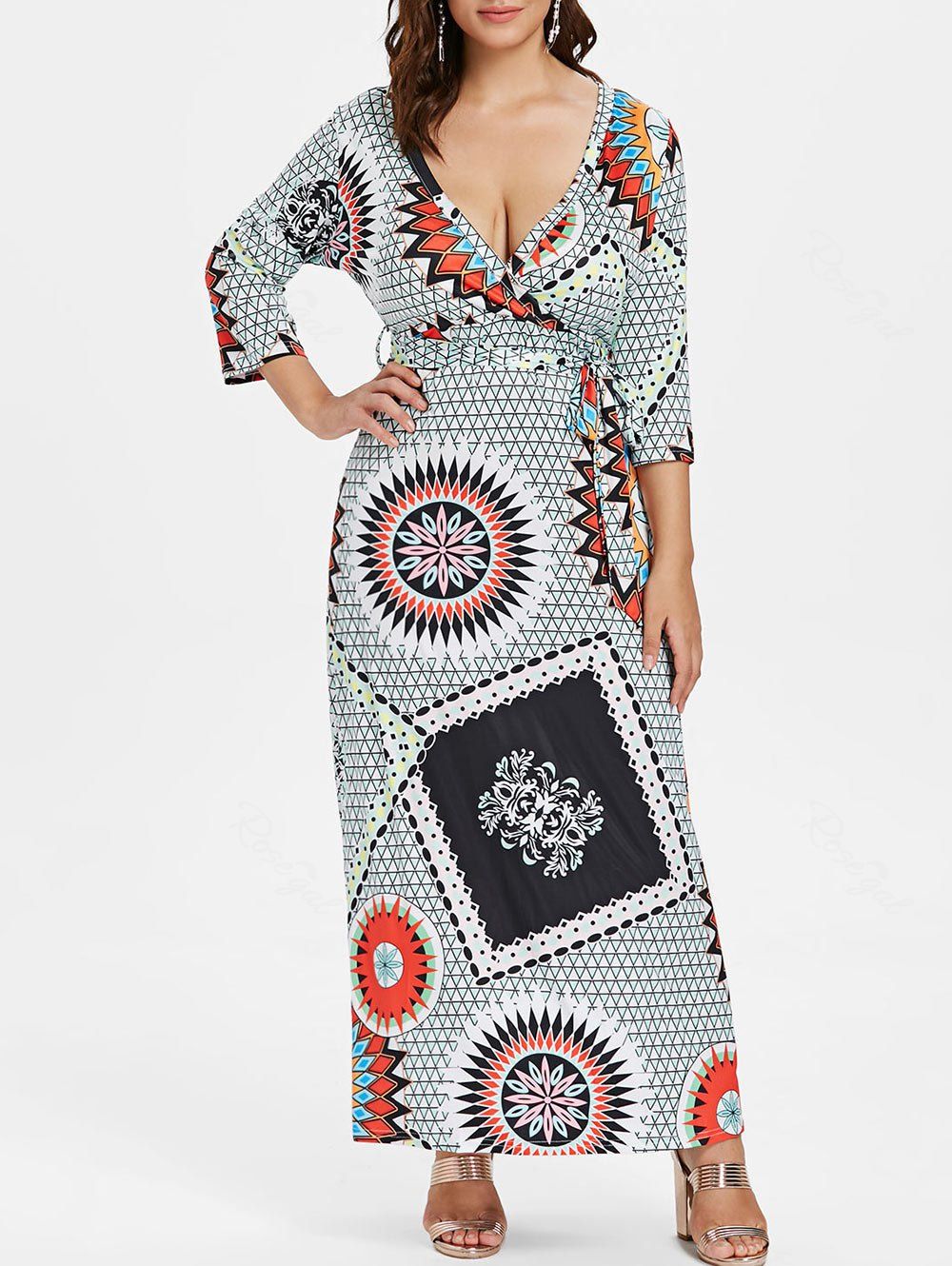 ethnic print maxi dress