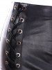 High Rise Faux Leather Lace Up Skirt -  