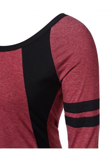

Two Tone Plus Size Round Neck T-shirt, Cherry red