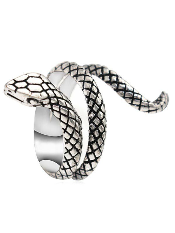 

Punk Carved Snake Metal Ring, Silver