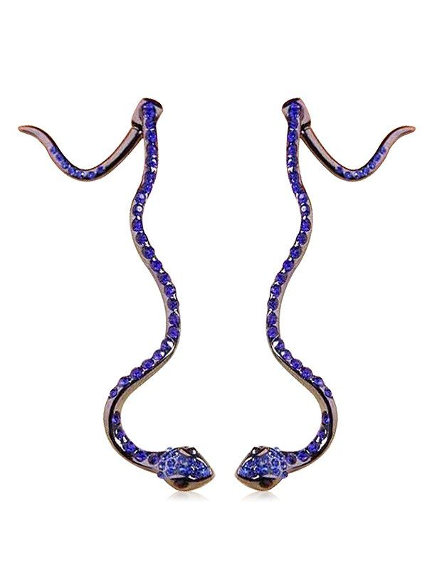 

Punk Rhinestone Snake Shaped Earrings, Blue
