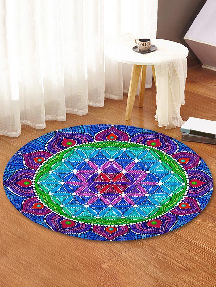 38 Off Mandala Flower Printed Decorative Round Floor Rug Rosegal Mandala Flower Printed Decorative Round Floor Rug