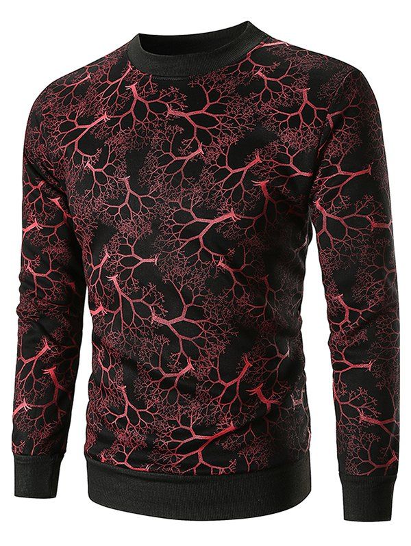 

Tree Print Long Sleeve Sweatshirt, Red wine