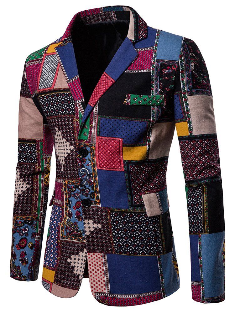 

Split Back Colorful Printed Blazer, Multi