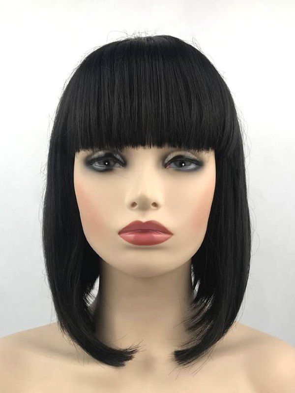 [30 Off] Short Neat Bang Straight Bob Synthetic Wig Rosegal