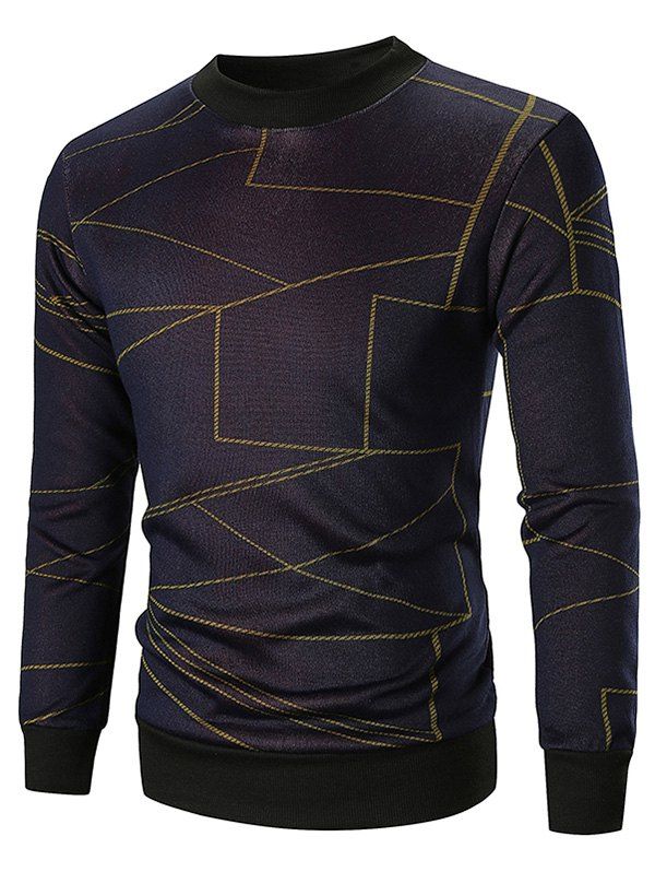 

Geometric Print Long Sleeve Sweatshirt, Yellow