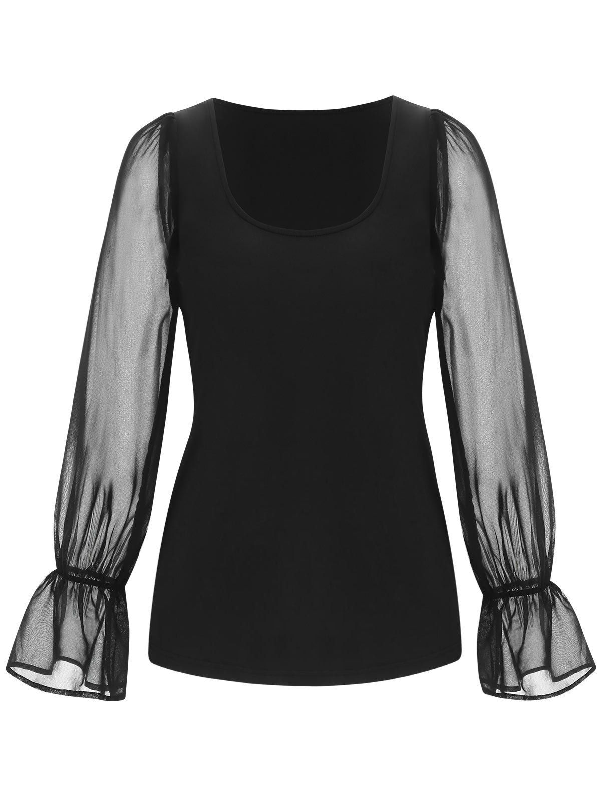 

Long Chiffon Sleeve Bodycon T-shirt, Black