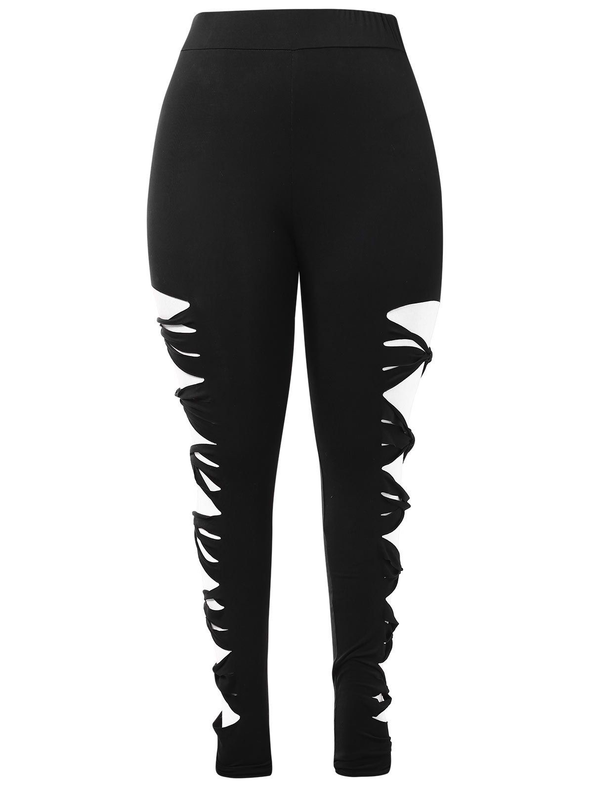 

Plus Size High Waist Ladder Cut Out Leggings, Black
