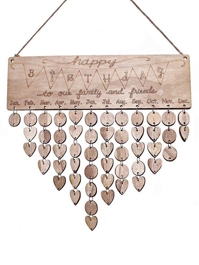 

DIY Wooden Happy Birthday Calendar, Brown