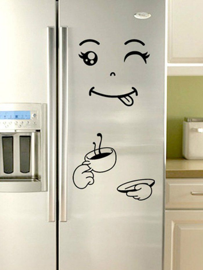 

Funny Printed Removable Refrigerator Wall Sticker, Graphite black