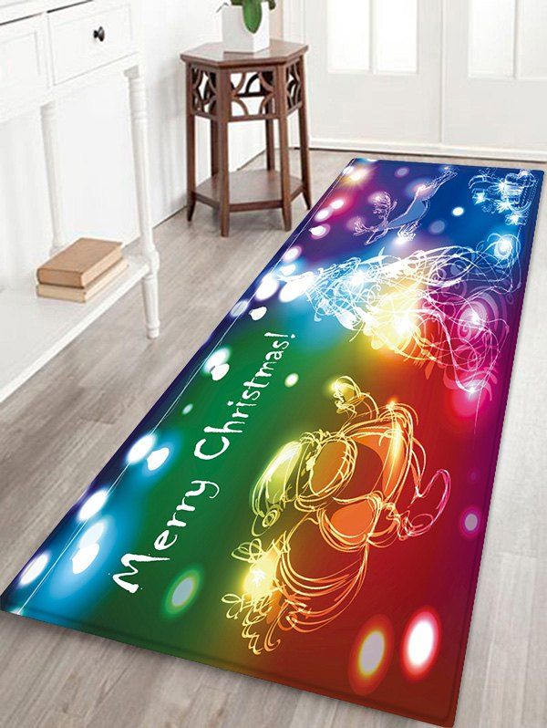 

Christmas Deer Light Non-slip Flannel Floor Mat, Red