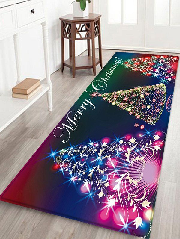 

Christmas Tree Non-slip Flannel Floor Mat, Midnight blue