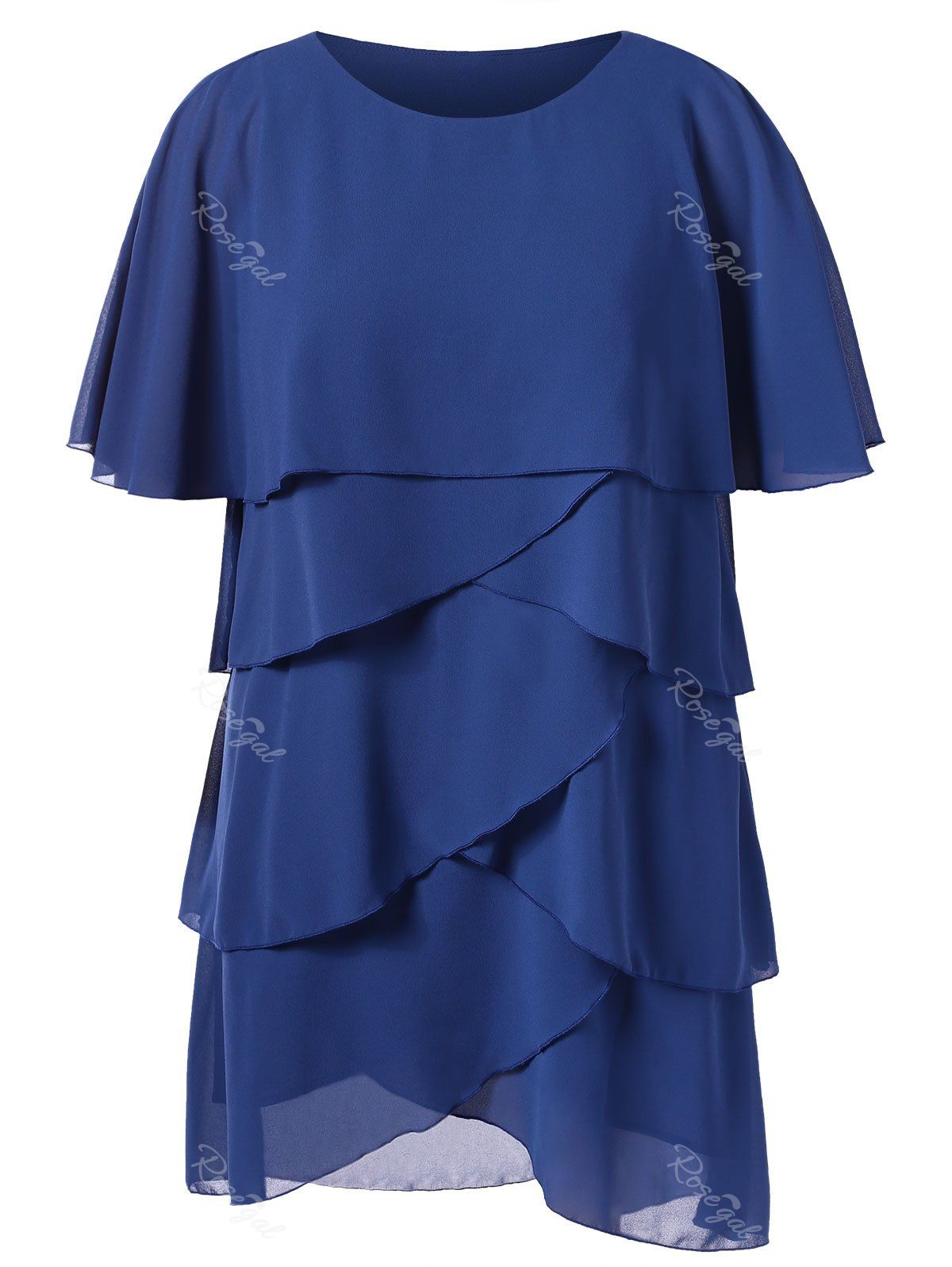 

Plus Size Layered Overlap Dress, Blueberry blue