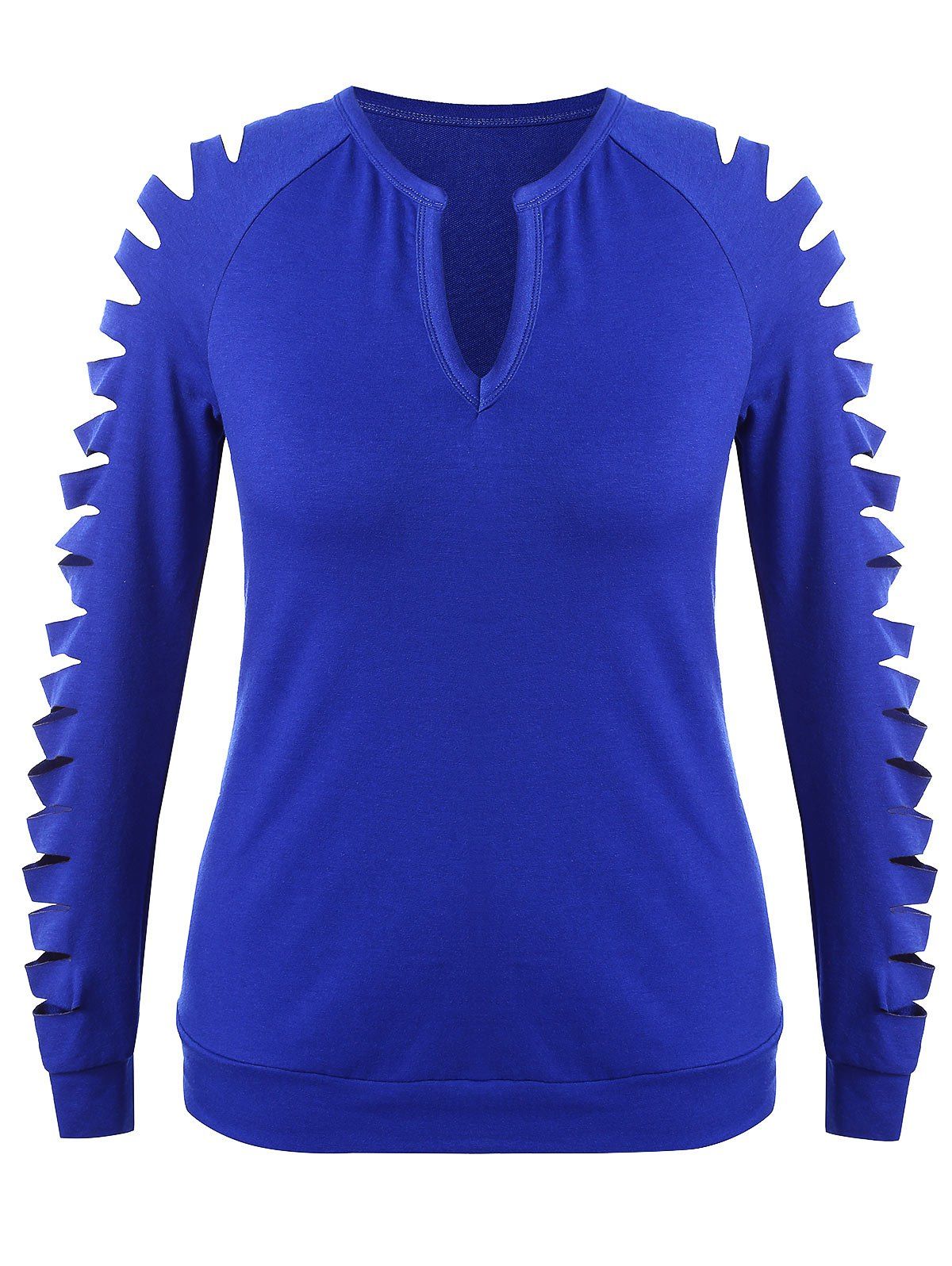 

Plus Size V Neck Ladder Cut Out Sweatshirt, Blue
