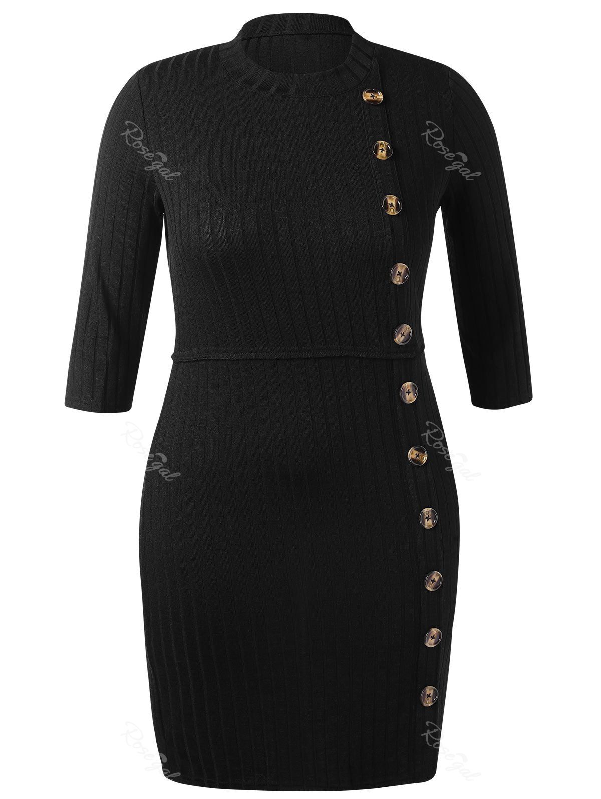 

Plus Size Ribbed Bodycon Dress, Black