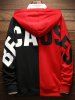 Contrast Color Letter Drawstring Hoodie -  