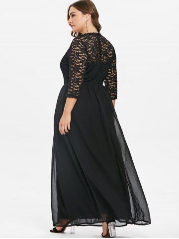 

Sweetheart Neck Plus Size Lace Panel Maxi Dress, Black