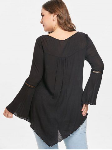 

Plus Size Lace Insert Tunic Top, Black