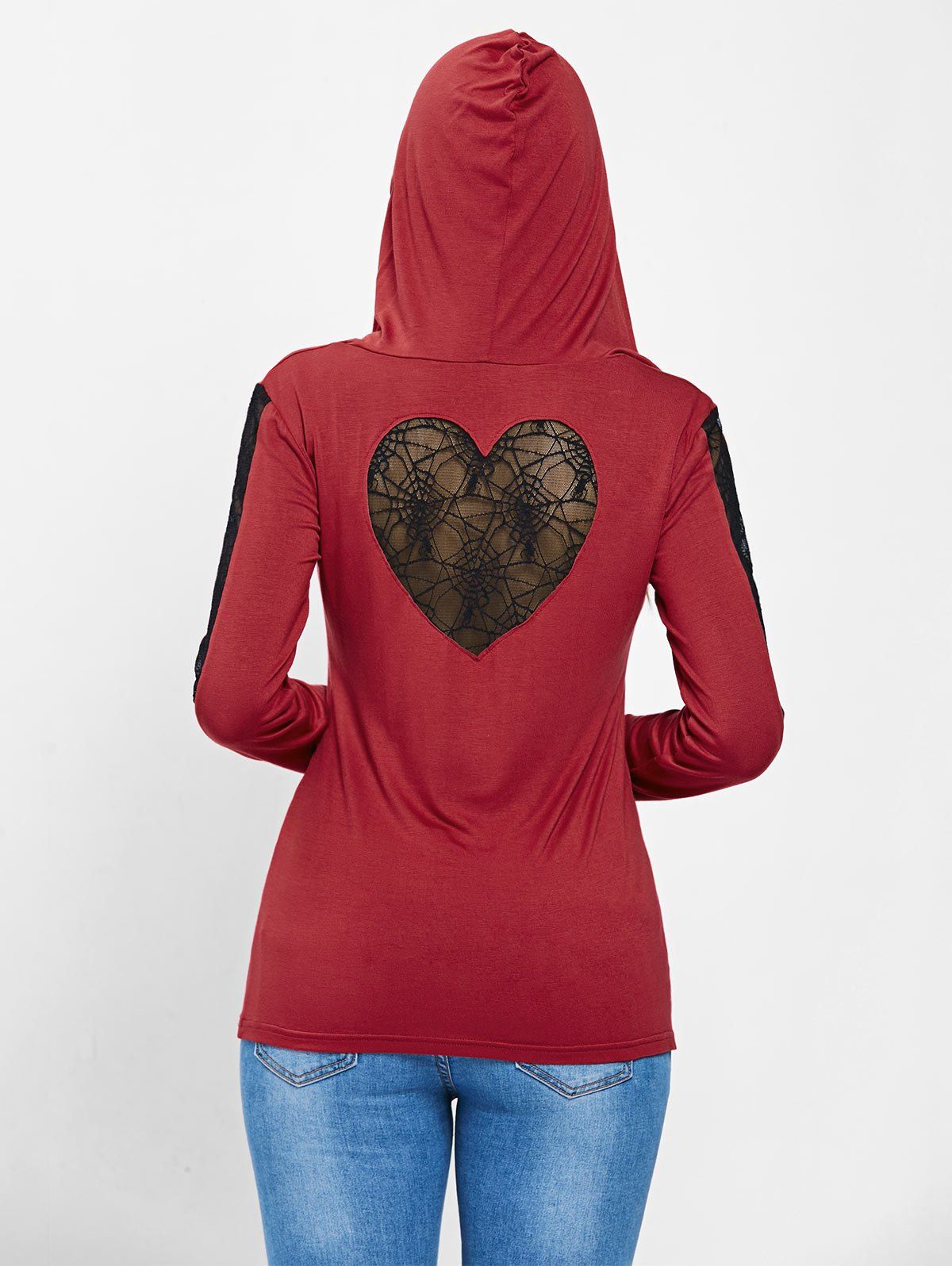 

Spider Lace Insert Full Sleeve Halloween T-shirt, Red
