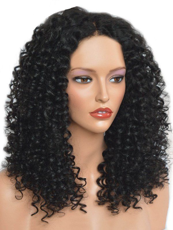 

Medium Center Parting Synthetic Curly Wig, Natural black