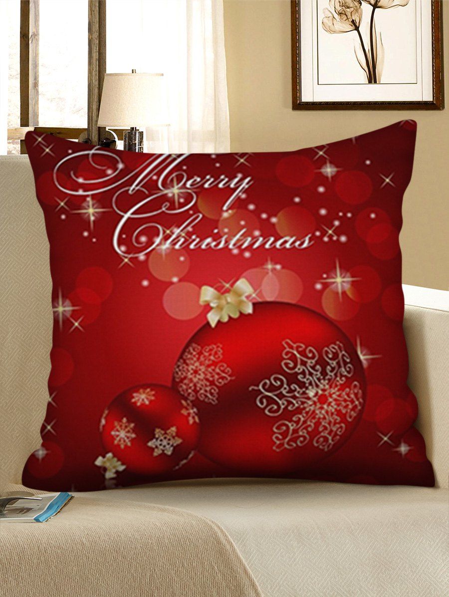 

Christmas Snowflakes Baubles Pattern Throw Pillow Case, Ruby red