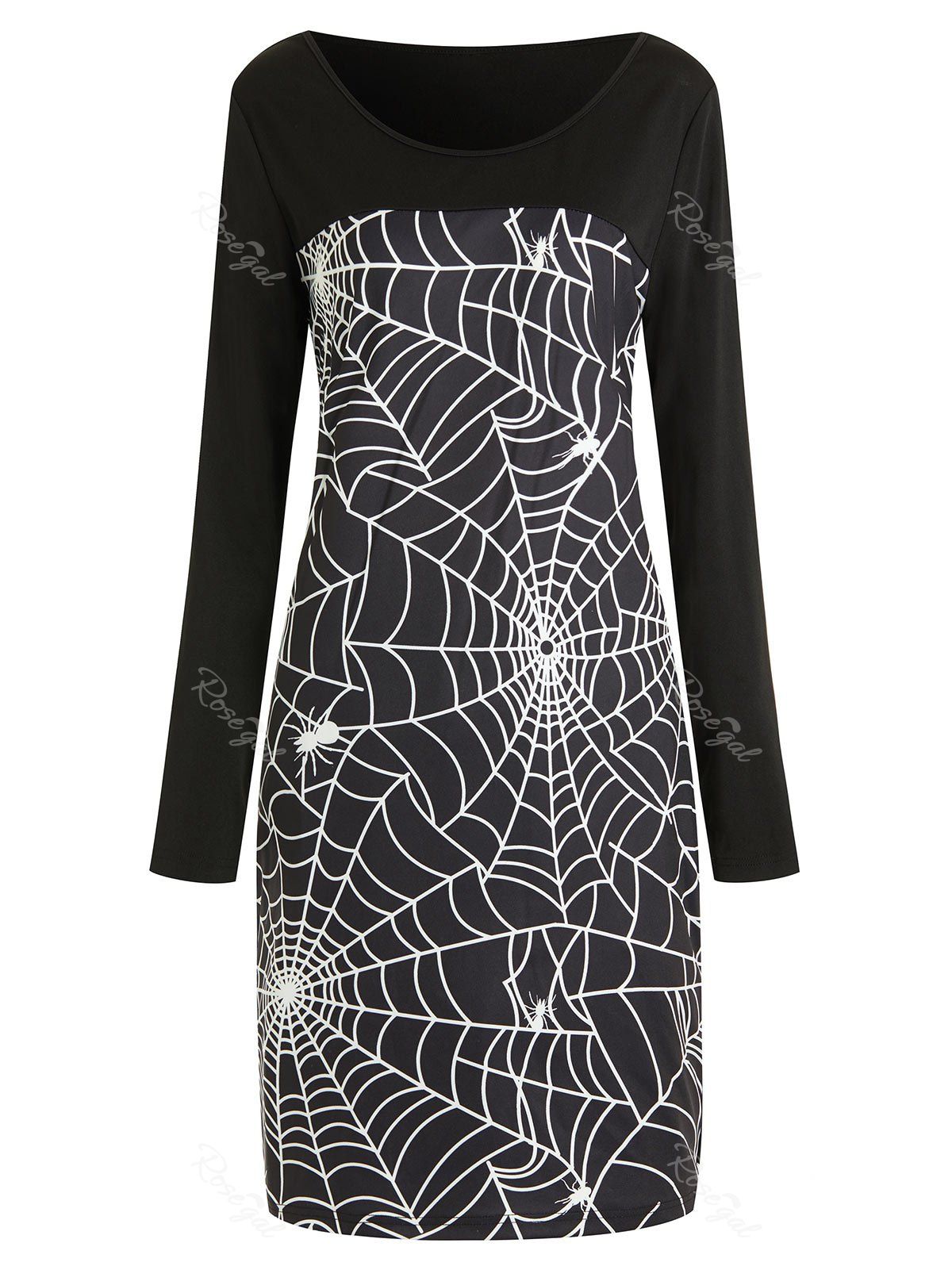 

Spider Web Print Plus Size Halloween Bodycon Dress, Black