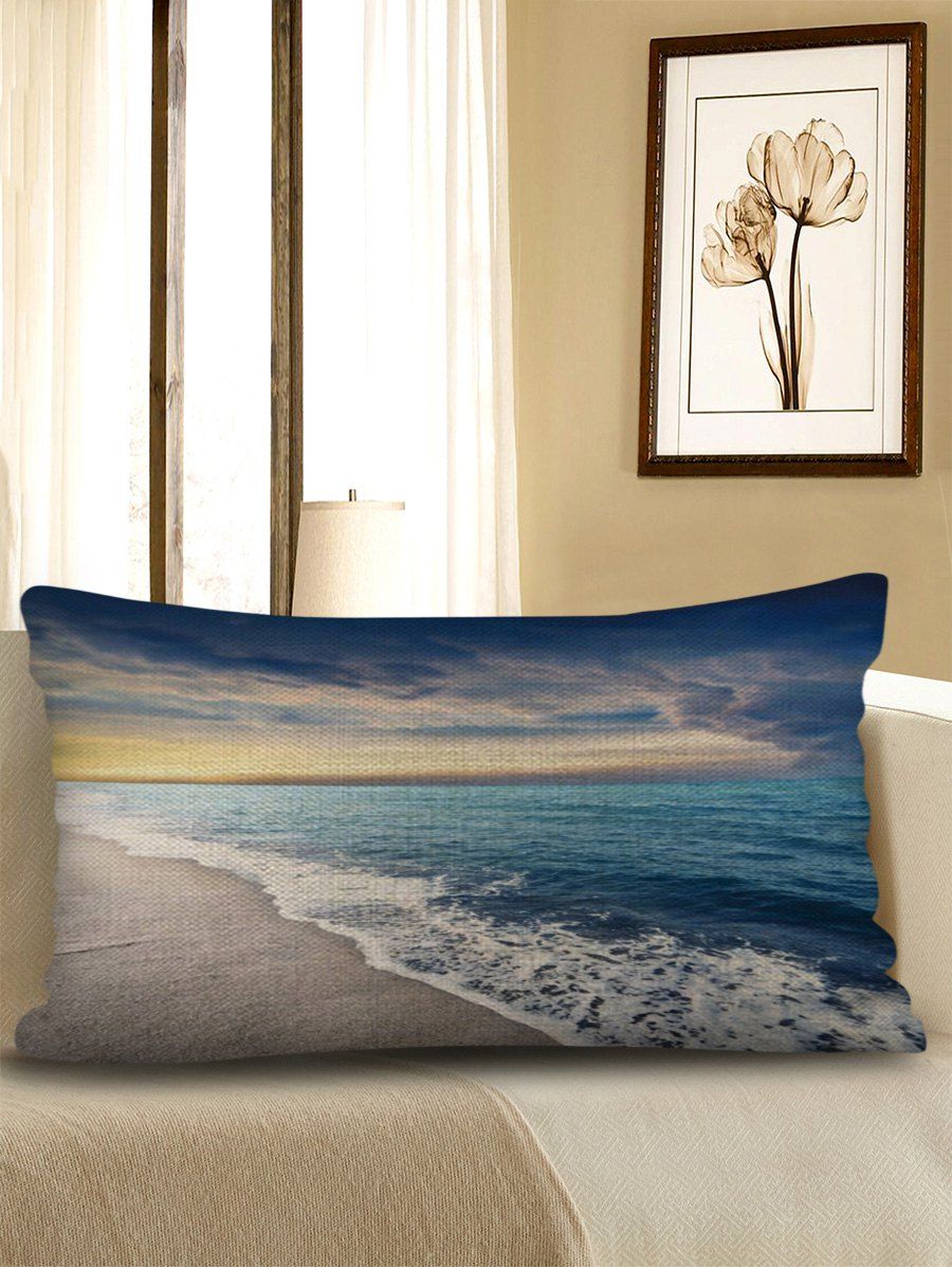 

Beach Wave Print Decorative Sofa Linen Pillowcase, Multi