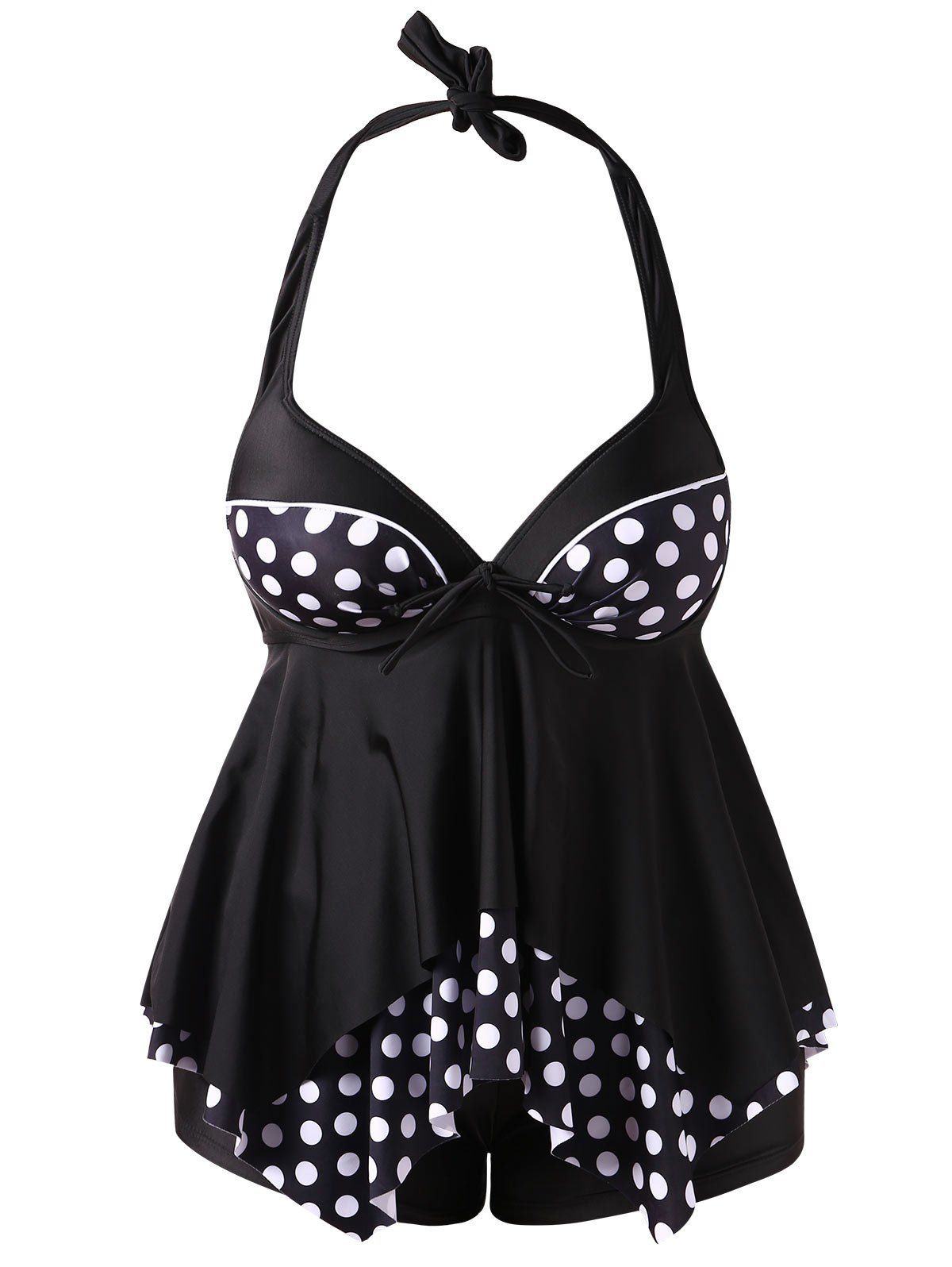 

Polka Dot Boyleg Tankini Set, Black