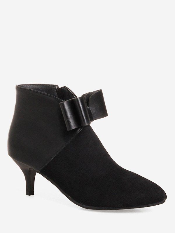 

Plus Size Pointed Toe Bowknot Short Boots, Black