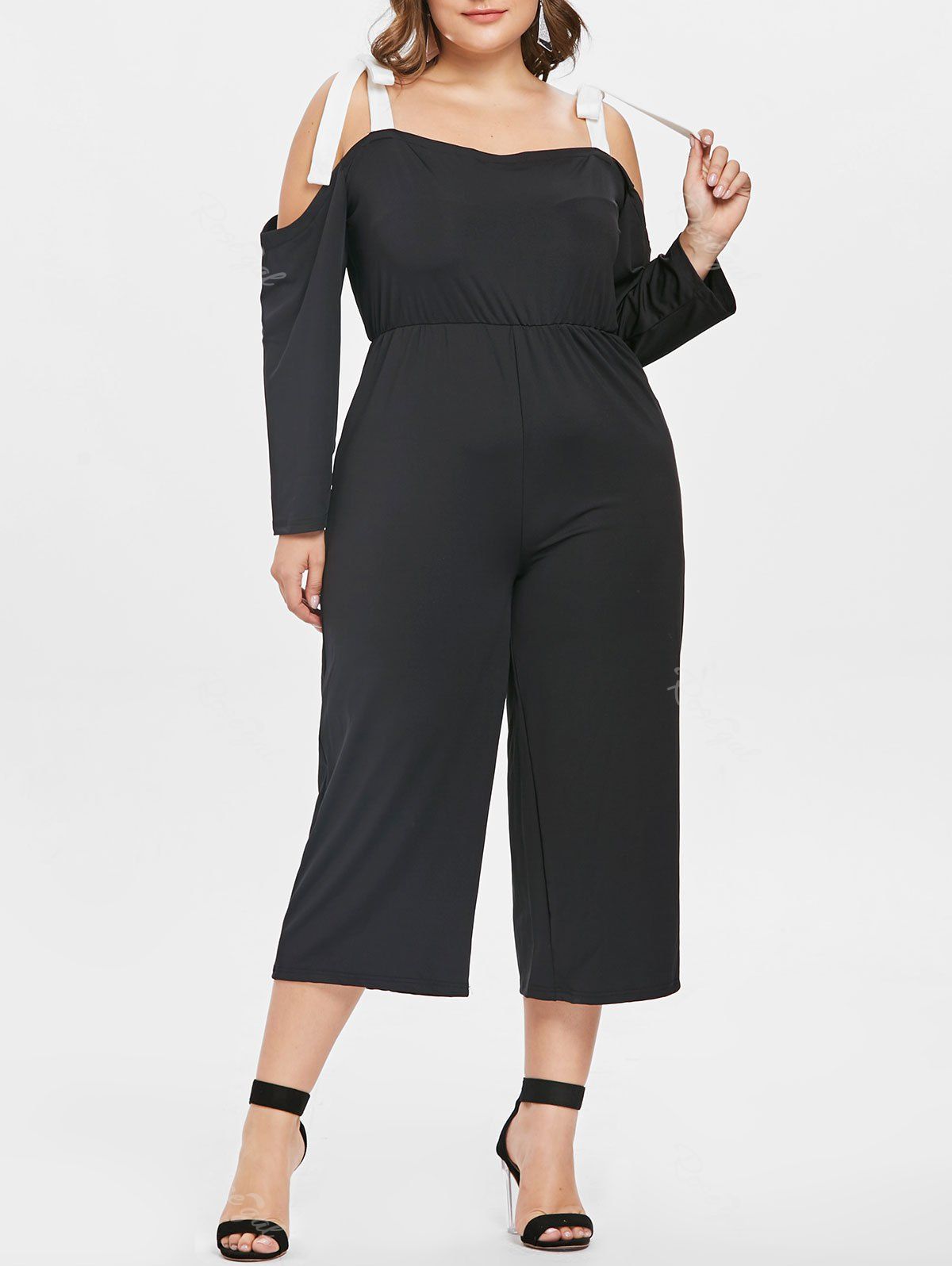 plus size cold shoulder jumpsuit